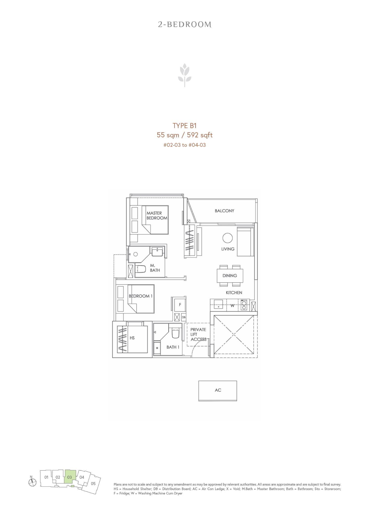 Mooi Residences 1 Bedroom Floor Plan 1