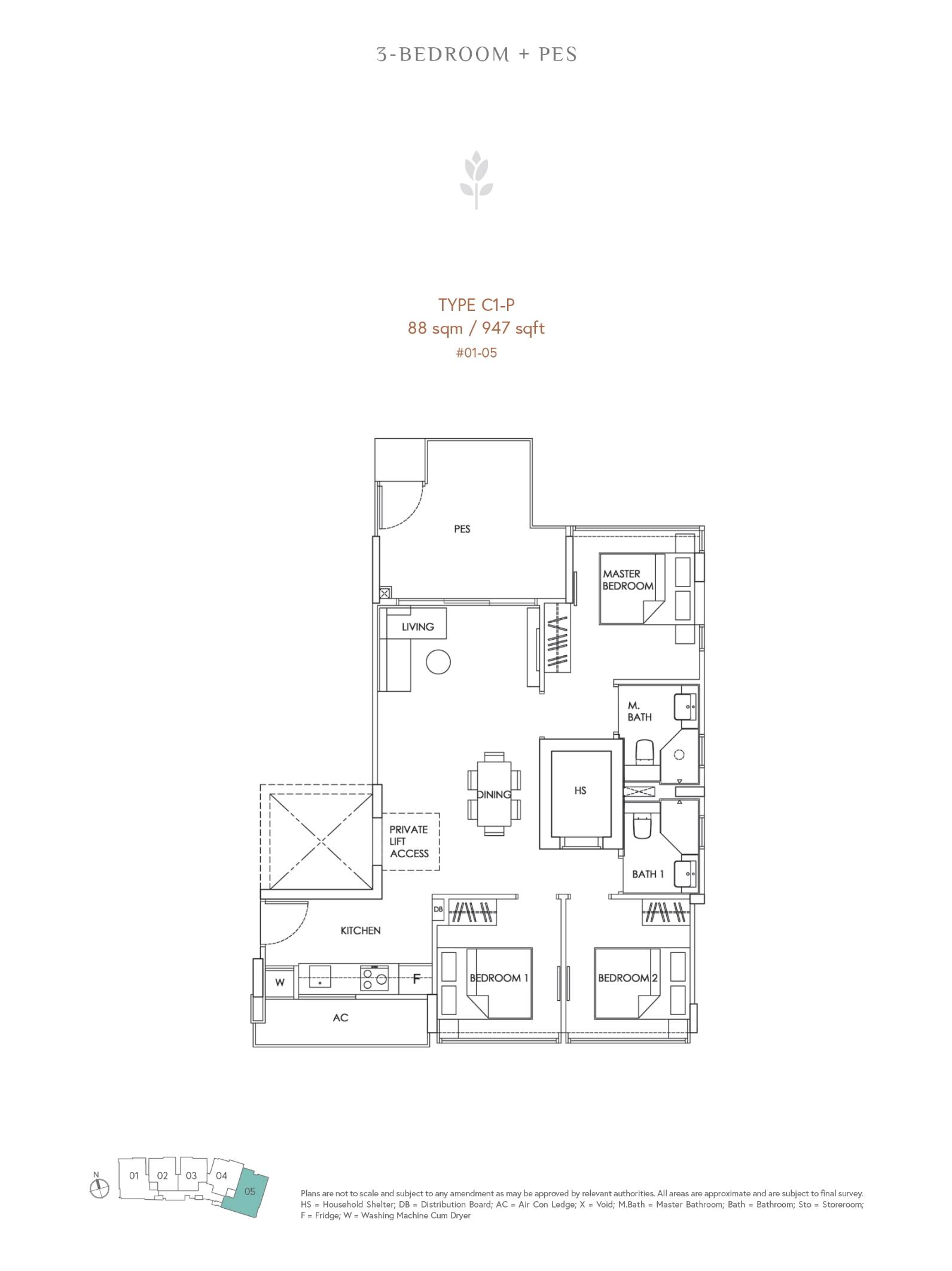 Mooi Residences 1 Bedroom Floor Plan 2